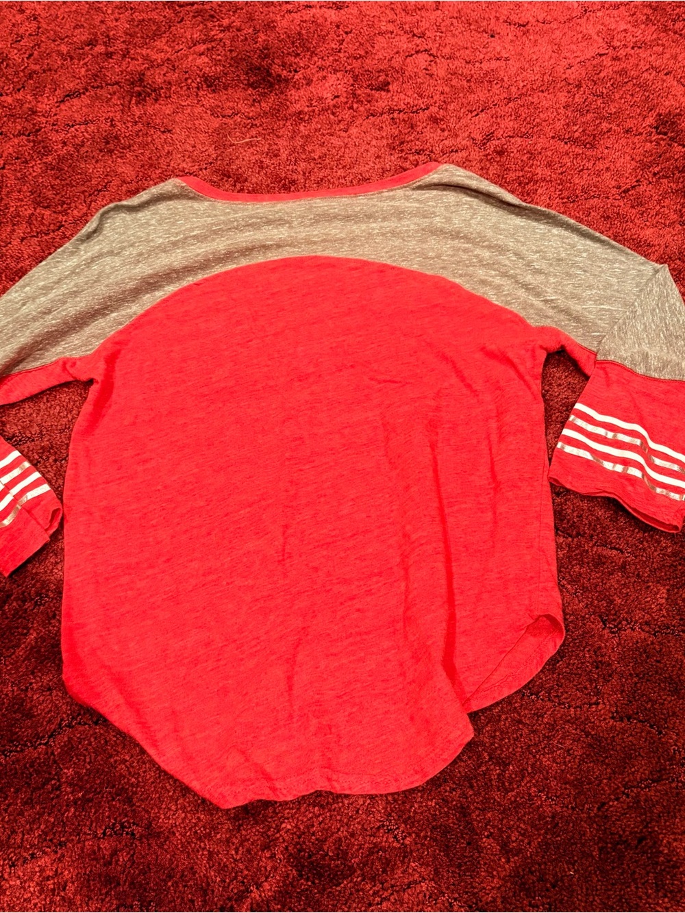 Rivalry Threads Red and Gray Raglan Tee 3/4 Sleeve - Picture 5 of 5
